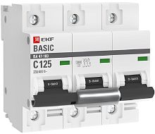 Выключатель автоматический EKF Basic ВА47-100 3п 125А C 10кА картинка